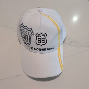 NWT Route 66 The Mother Road Adjustable Hat Cap White & Yellow